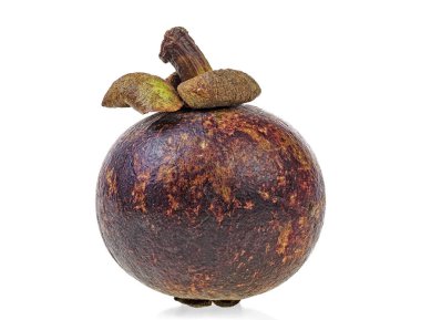 Beyaz arka planda, tropikal meyve tek mangosteen.