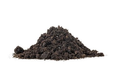 Beyaz arkaplanda izole edilmiş toprak yığını