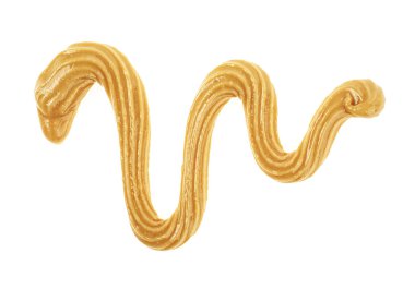 Beyaz arka plan üzerinde krem fıstık ezmesi