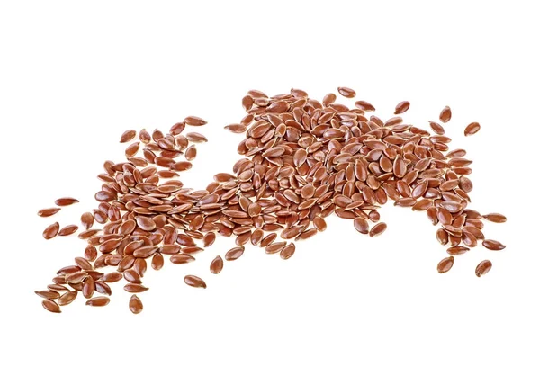 Beyaz arka plan üzerinde kurutulmuş linseeds yığını