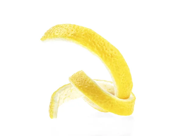 Лимонная Кожура Изолирована Белом Фоне Здоровое Питание — стоковое фото