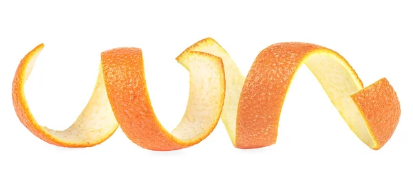 白い背景の上の つのオレンジの皮 ビタミン — ストック写真