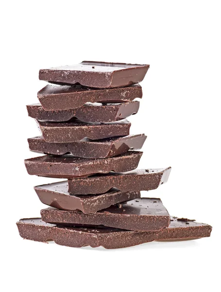 Close Chocolate Bars Isolated White Background — Stock Photo, Image