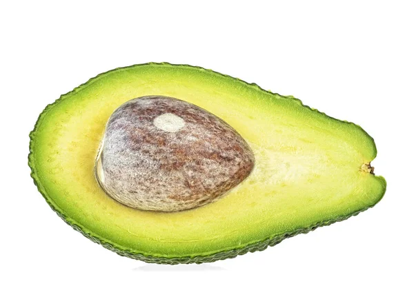 Avocado Halbiert Mit Knochen Isoliert Auf Weißem Hintergrund — Stockfoto