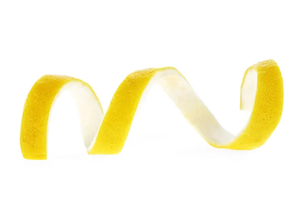Citron Twist Vit Bakgrund Citronskal — Stockfoto