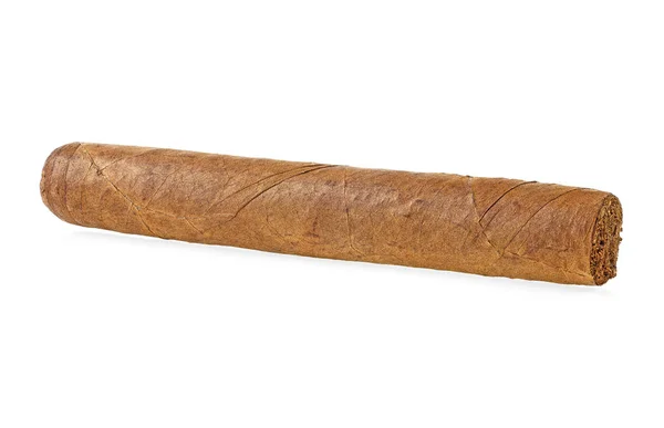 白色背景的褐色雪茄的侧面视图 — 图库照片
