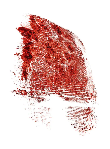 Impronta Digitale Rossa Sfondo Bianco Sanguinosa Impronta Digitale — Foto Stock
