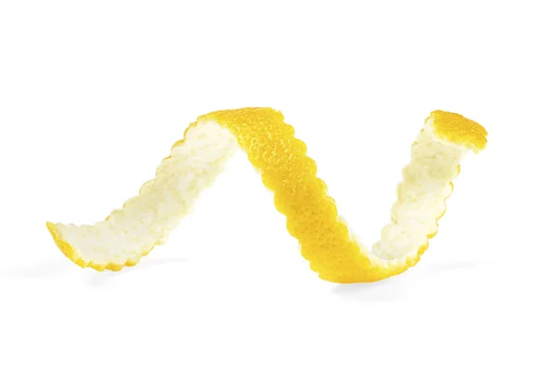 Citronskal Eller Citron Twist Vit Bakgrund — Stockfoto