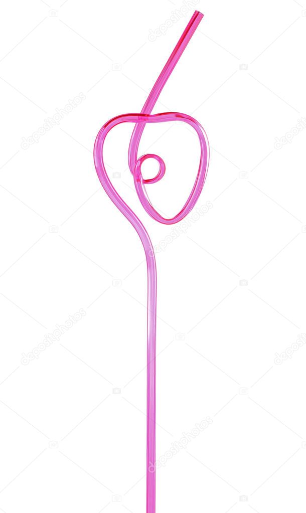 Pink cocktail tube isolated on a white background
