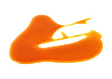 Tatlı karamel sos spot beyaz zemin üzerine izole kapatmak.
