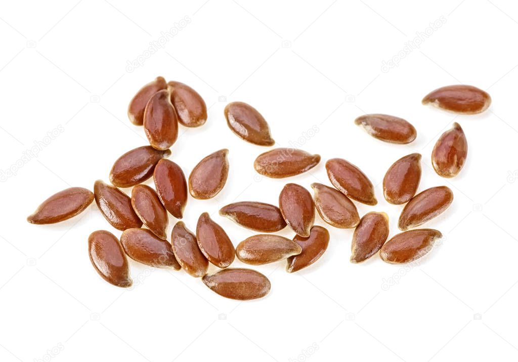 Group of flax seeds isolated on a white background