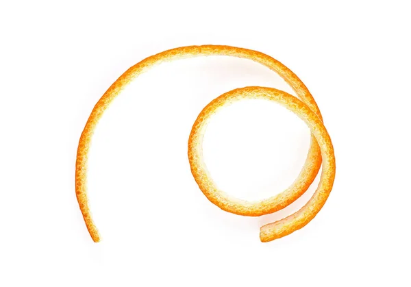 Single Orange Peel White Background Top View — Stock Photo, Image