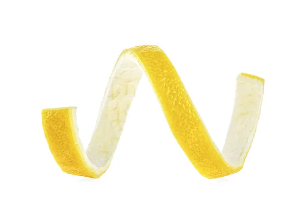 Citron Twist Vit Bakgrund Citronskal — Stockfoto