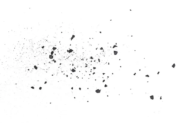 Чорний Вугільний Пил Фрагментами Ізольовано Білому Тлі Вид Зверху — стокове фото