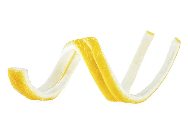 Citron Twist Vit Bakgrund Citronskal — Stockfoto
