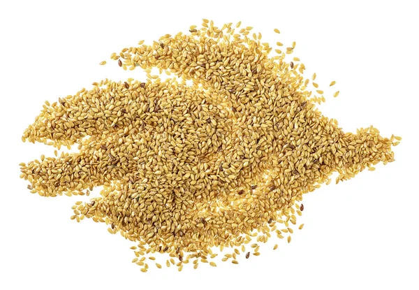 Goldene Leinsamen Auf Weißem Hintergrund Bio Lebensmittel — Stockfoto