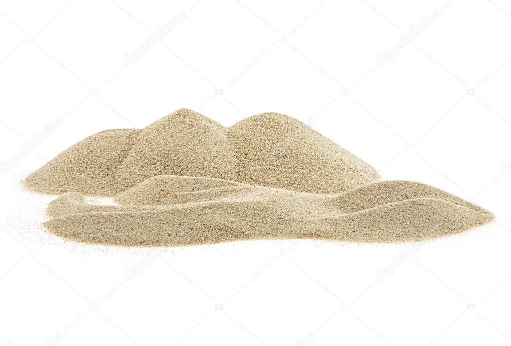 Sand isolated on a white background, sand dunes.