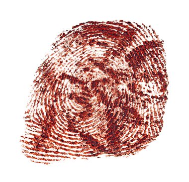 Beyaz bir arka plan üzerinde kanlı parmak izi