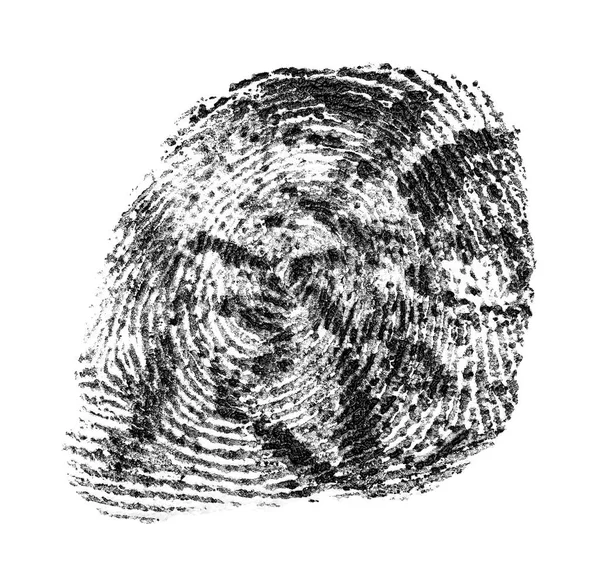Черный Отпечаток Пальца Изолирован Белом Фоне — стоковое фото