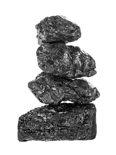 Stos węgla izolowany na białym tle — Zdjęcie stockowe