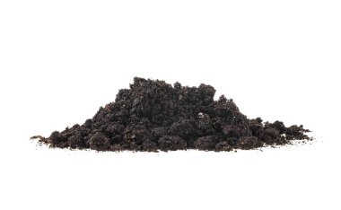 Beyaz arka plan üzerinde izole toprak humus yığın yığını