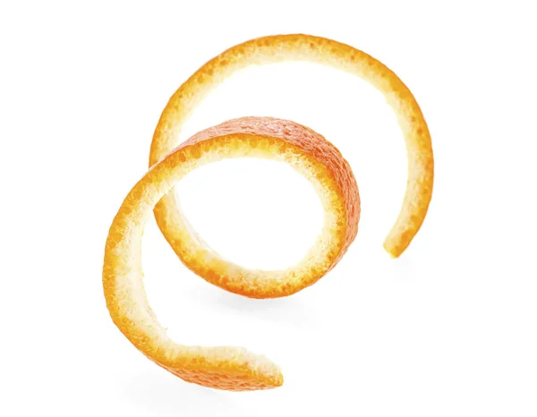 Narancs héját spirál elszigetelt fehér background. C-vitamin. — Stock Fotó