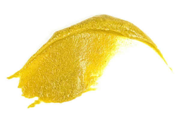 Жовтий гірчичний соус ізольований на білому тлі — стокове фото