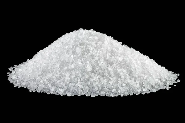 Heap of salt isolated on black background — Stock Photo, Image