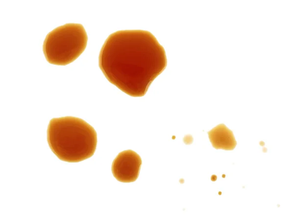Spritzer Sojasauce isoliert auf weißem Hintergrund. Ansicht von oben. — Stockfoto
