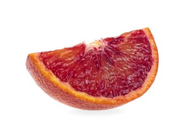 Beyaz adam izole Sicilya turuncu meyve sulu dilim