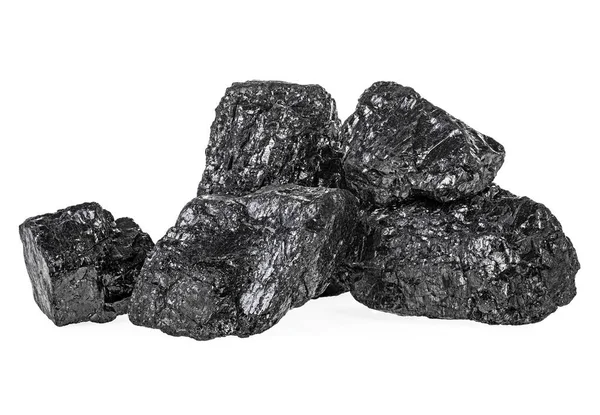Stapel steenkool geïsoleerd op witte ondergrond — Stockfoto