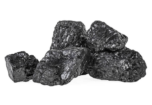 Pile of coal isolated on white background