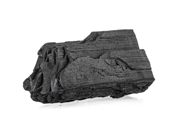Carbone tradizionale o carbone di legna isolata su una ba bianca — Foto Stock