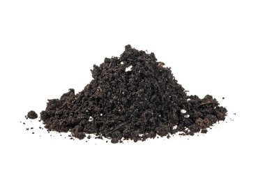 Beyaz arka plan üzerinde izole organik toprak yığını