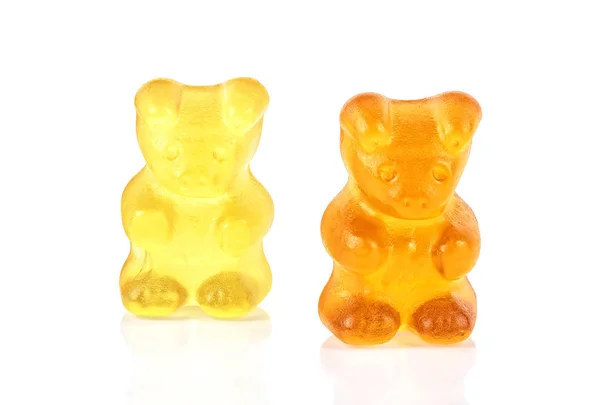 Urso de goma doces frutados, doces de geléia de mascar isolado no whi — Fotografia de Stock