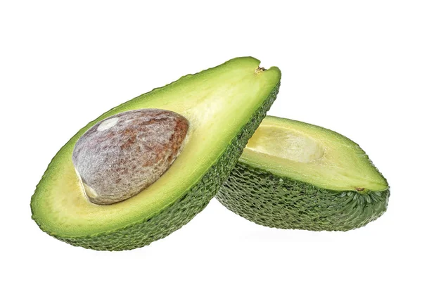 Zwei Scheiben Avocado isoliert auf weißem Hintergrund — Stockfoto