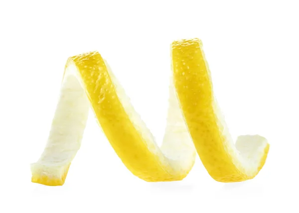 Citronskal eller citron twist på vit bakgrund — Stockfoto