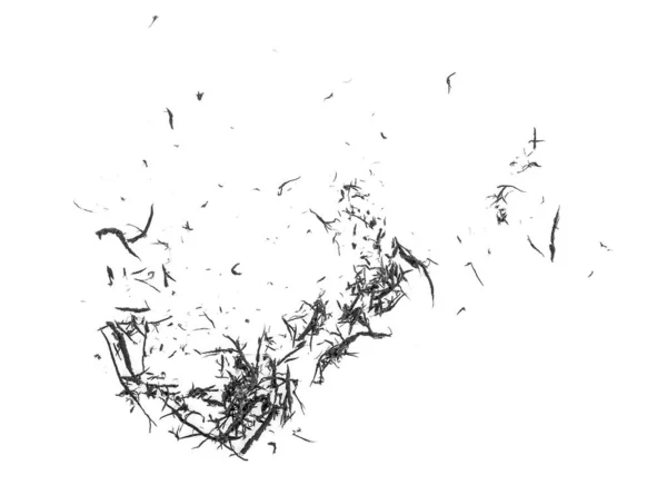 Schwarzer Radiergummi-Schrott auf weißem Hintergrund, Draufsicht. — Stockfoto