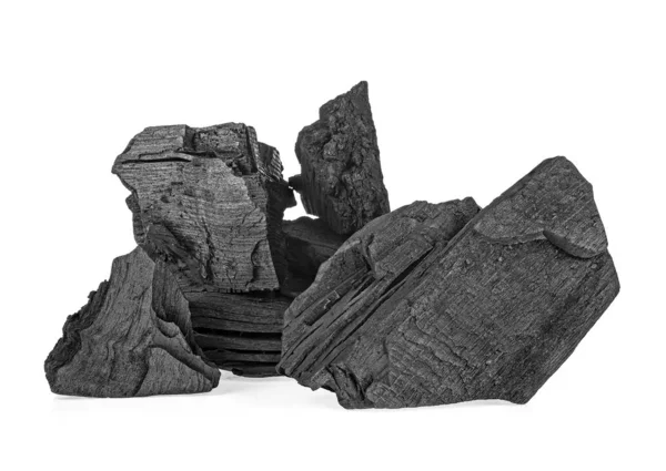 Pezzi di carbone isolato su fondo bianco — Foto Stock