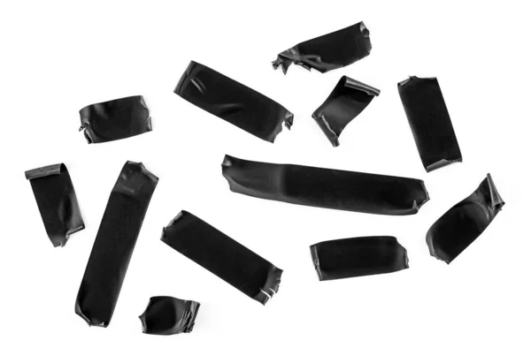 Černá lepicí pásky opravy izolované na bílém pozadí, pohled shora. — Stock fotografie