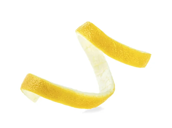 Citron twist på en vit bakgrund. Citronskal. Hälsosam mat. — Stockfoto