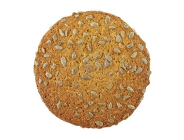 Beyaz bir arka plan üzerinde ayçiçeği tohumu ile Yuvarlak çerezleri. Üst vi