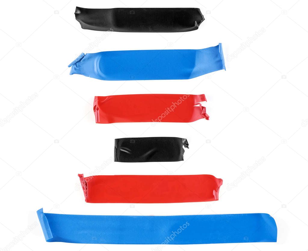 Set of colored tape slices isolated on white background. Insulat