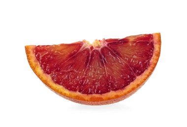 Beyaz adam izole Sicilya turuncu meyve sulu dilim