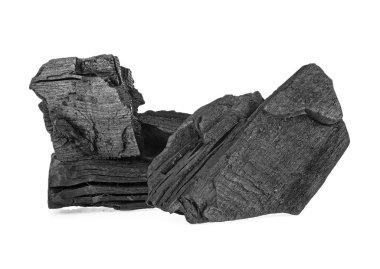 Geleneksel kömür veya parke kömür beyaz sırt izole