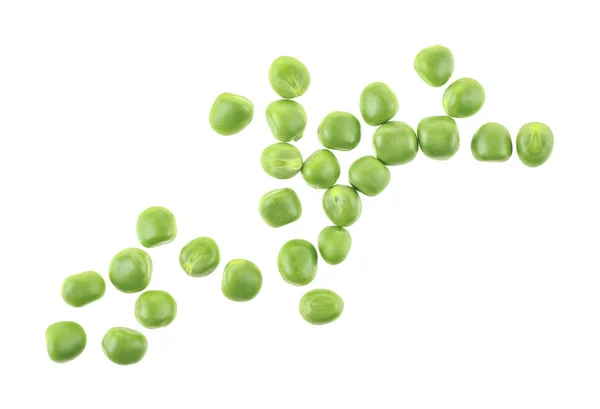 新鲜的绿豌豆，在白色的背景下，顶视图. — 图库照片