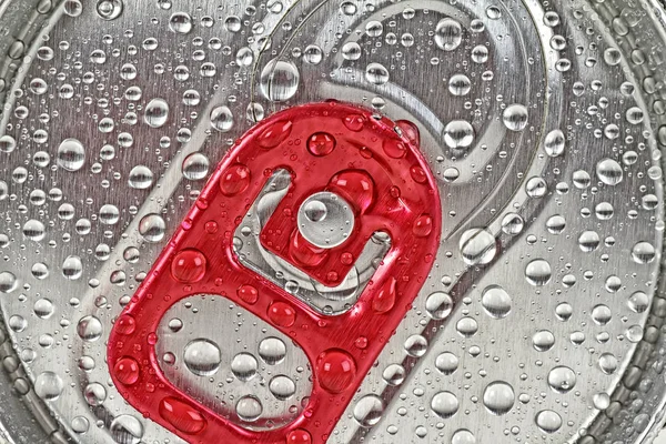 Water droplets on soda can for background. Can of beer in water