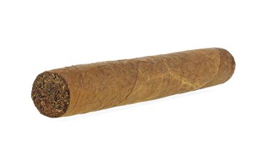 Beyaz bir arka plan üzerinde izole büyük kahverengi puro