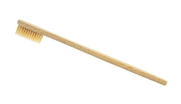 Bambusový zubní kartáček na bílém podkladu. Ekologicky šetrný bambusový zub — Stock fotografie