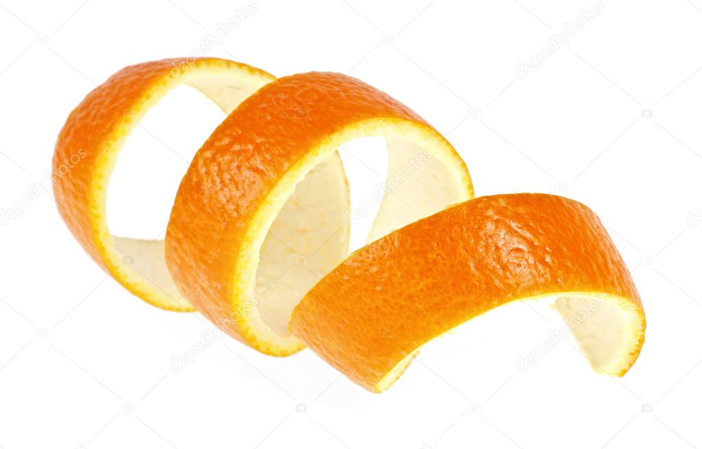 Orange peel against white background. Vitamine C.